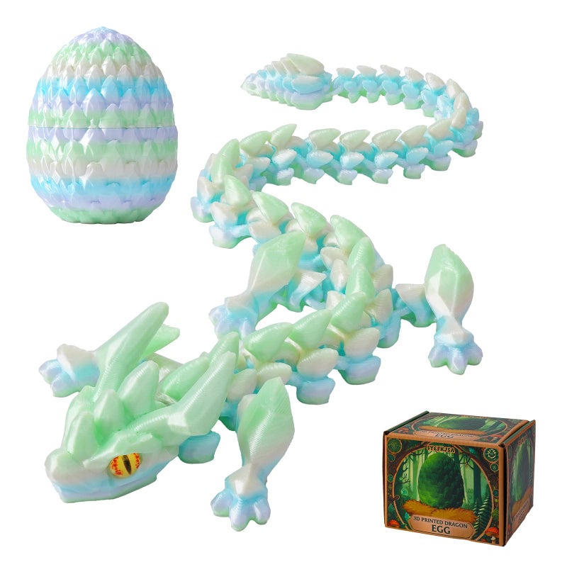 SYEFKJSA 3D Printed Dragon Eggs with Dragon Inside 12InchArticulated Fidget 3D Printed Animals Interesting Decorative Gift Easter Basket Essentials Stuffers Silk Macaron - Image 3