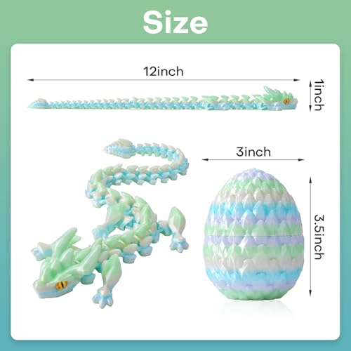 SYEFKJSA 3D Printed Dragon Eggs with Dragon Inside 12InchArticulated Fidget 3D Printed Animals Interesting Decorative Gift Easter Basket Essentials Stuffers Silk Macaron - Image 5
