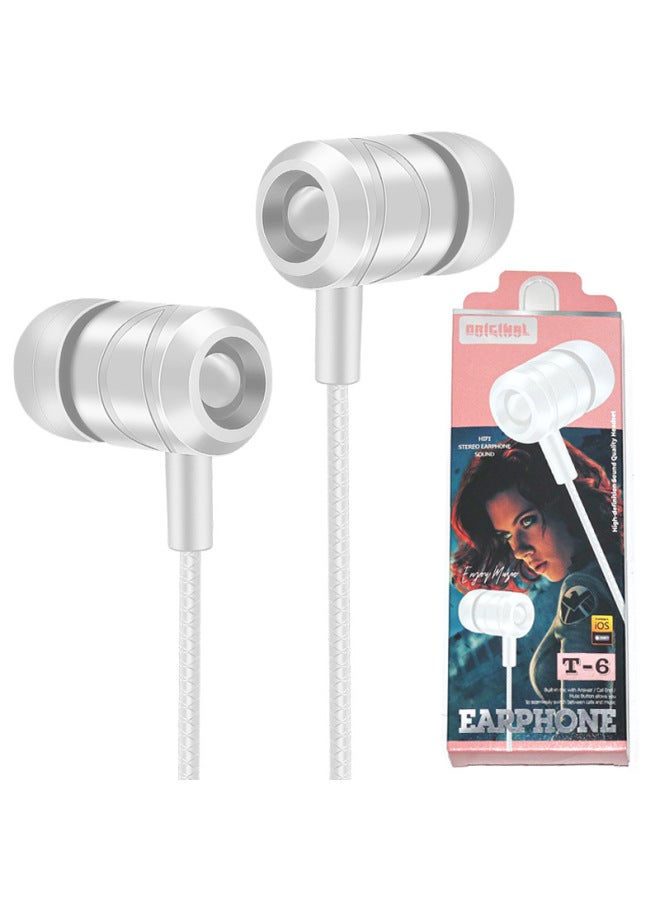 In-ear Headphones Wired E-sports Games Eat Chicken Computer Sports Karaoke Wire-controlled Headphones Manufacturers In Stock-Color:T6 Black-Bare Metal  - Image 2