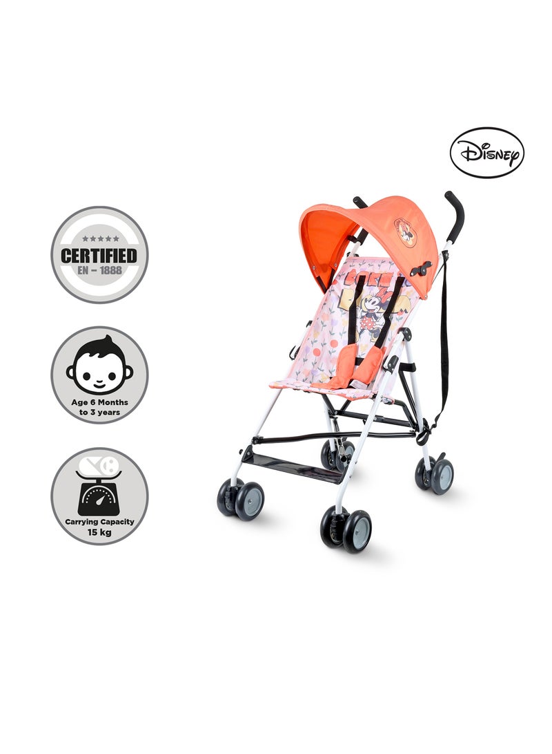Nurtur Disney Minnie Mouse Lightweight Stroller – Compact Fold, Sun Canopy, Shoulder Strap, Airflow Design, Portable Buggy for Toddlers 6-36 Months, Easy Fold, - Multi - Image 2
