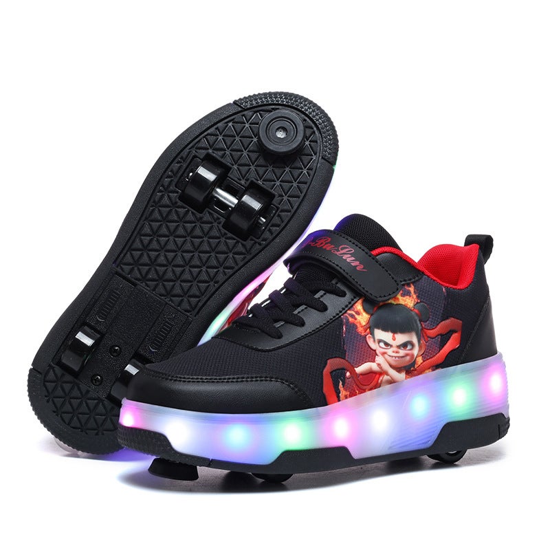 Popular Wheeled Roller Shoes, Roller Shoes For Boys, Four-Wheel Invisible Luminous Shoes, Summer Children'S Shoes - Image 3