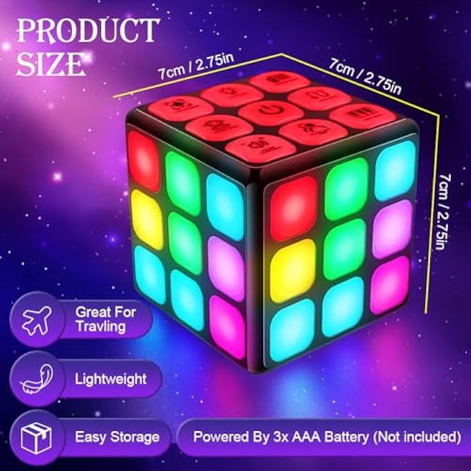 FLASHING CUBE ELECTRONIC MEMORY & BRAIN GAME, 4-IN-1 HANDHELD GAME FOR KIDS, FUN GIFT TOY FOR BOYS AND GIRLS AGES 6-12 YEARS OLD - Image 3
