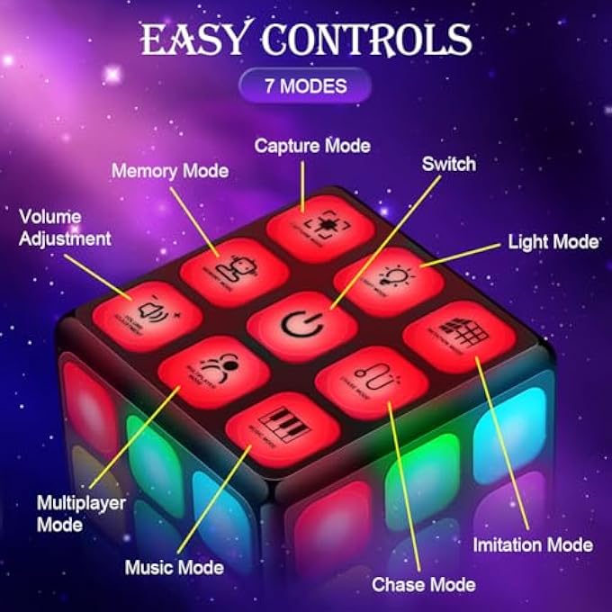 FLASHING CUBE ELECTRONIC MEMORY & BRAIN GAME, 4-IN-1 HANDHELD GAME FOR KIDS, FUN GIFT TOY FOR BOYS AND GIRLS AGES 6-12 YEARS OLD - Image 4