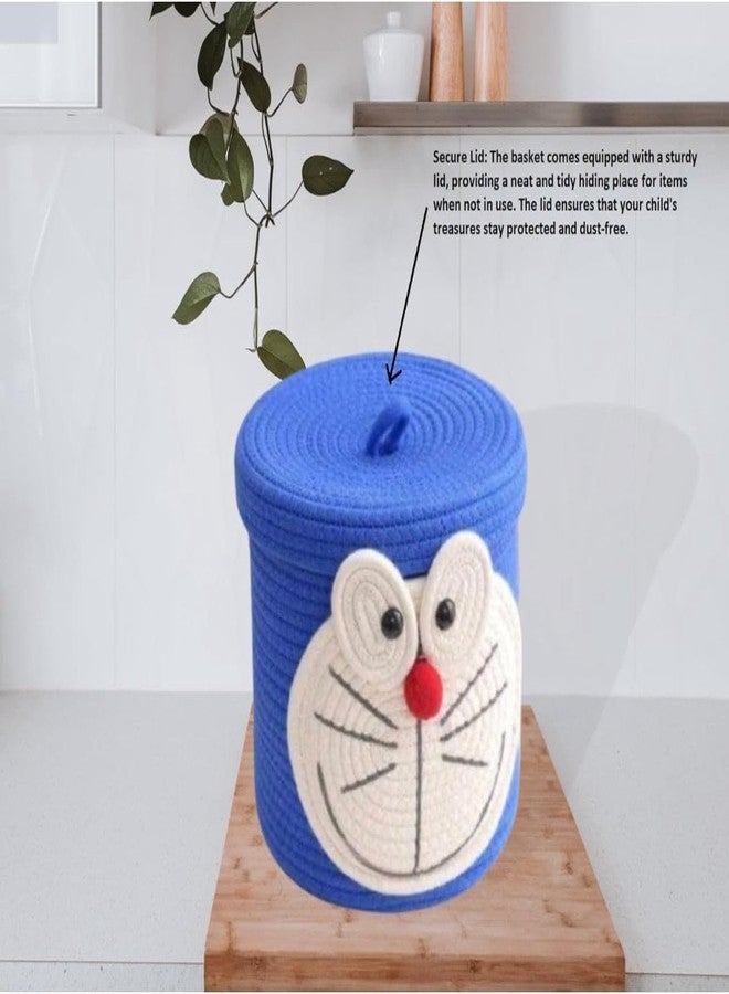 Auranest AURA NEST Cotton Rope Basket For Baby Diapers & Nursery Essentials | Stuffed Animal Organizer Bin | Soft Fabric Laundry Basket For Bedroom, Closet, Or Changing Table Use | 12X14 Inch | Blue - Image 4