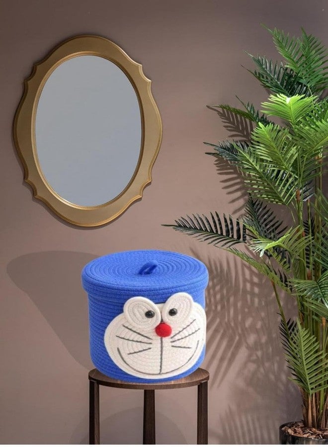 Auranest AURA NEST Cotton Rope Basket For Baby Diapers & Nursery Essentials | Stuffed Animal Organizer Bin | Soft Fabric Laundry Basket For Bedroom, Closet, Or Changing Table Use | 12X14 Inch | Blue - Image 3
