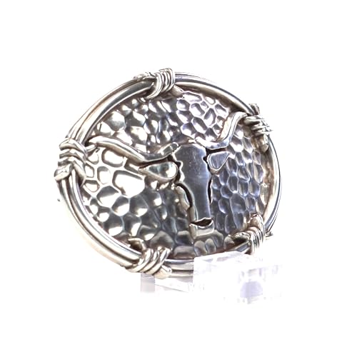 ARIAT Men's Western Buckle, Antique Silver with Steer Head Motif and Barbwire Edging, Hammered Oval Design, 2-3/4" X 3-3/4" - Image 5