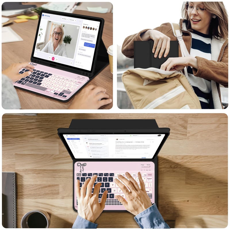 Wireless Keyboard Case for iPad 10.2 Inch Black With Pencil Holder Slim Stand Cover - Image 4