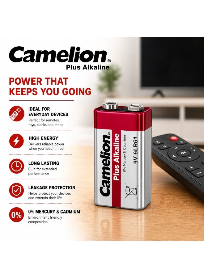 Camelion 9V Alkaline Battery, Long Lasting PP3 Battery for Smoke Detectors, Wireless Microphones, Test Equipment & Electronics - Image 3