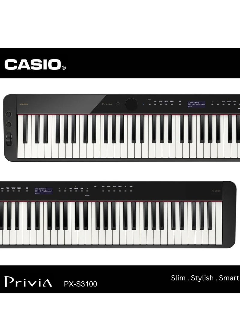 CASIO Privia PX-S3100 Digital Piano, Black, 88 Keys  - Image 4