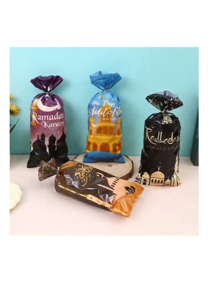 50 Pieces Ramadan Kareem Eid Mubarak Opp Gift Bags Moon Castle Festival Candy Cookie Snack Plastic Bags 4 Styles - Image 4