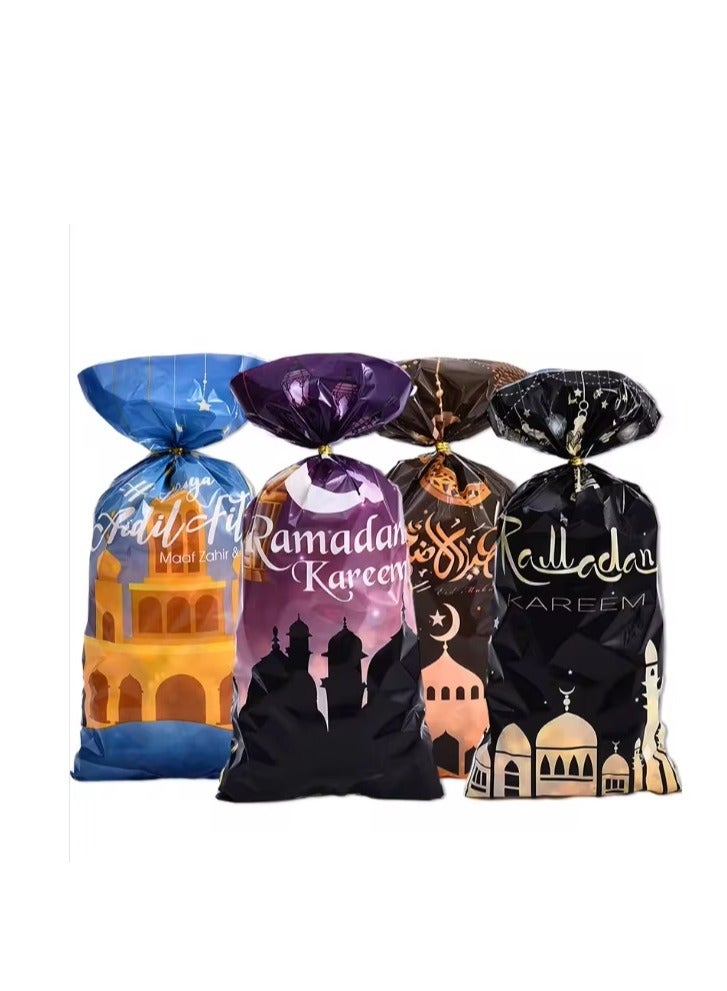 50 Pieces Ramadan Kareem Eid Mubarak Opp Gift Bags Moon Castle Festival Candy Cookie Snack Plastic Bags 4 Styles - Image 3