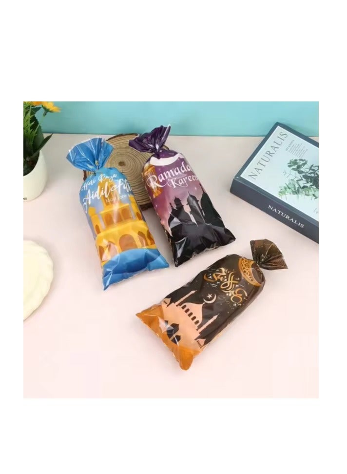 50 Pieces Ramadan Kareem Eid Mubarak Opp Gift Bags Moon Castle Festival Candy Cookie Snack Plastic Bags 4 Styles - Image 5