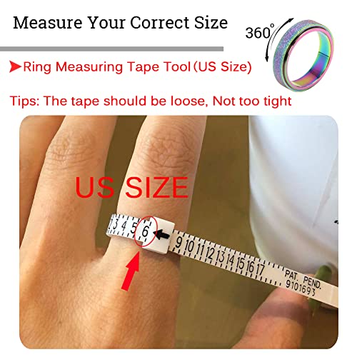 OreilleStar Anxiety Ring for Women Fidget Spinner Ring Fidget Toys Adults Titanium Stainless Steel Thumb Ring 6mm Wide Rainbow Size 10 - Image 3