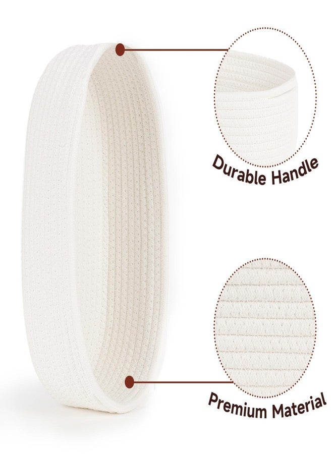 Temary Bathroom Organizer Bin, Toilet Paper Rope Baskets with Handles, Set of 2 Small Foldable Storage Bin for Toilet Tank Top Boho, Narrow Rectangle Baskets for Organizing (White, 13x5.9x3.9) - Image 3