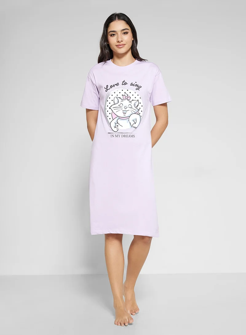 Disney Marie Graphic Print Night Dress