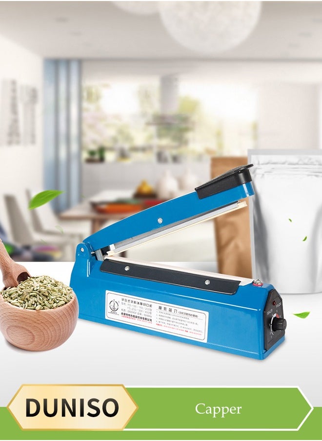 DUNISO Electric Manual Hand Impulse Heat Sealer, manual bag sealing machine, heat sealing packaging machine, manual bag sealing machine, eight speed temperature control, suitable for kraft paper bags, plastic bags, aluminum foil bags，33*9.7*17.1cm  - Image 1