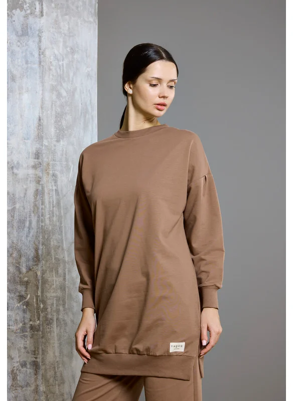 ذوق Drop Shoulder Long Line Sweatshirt