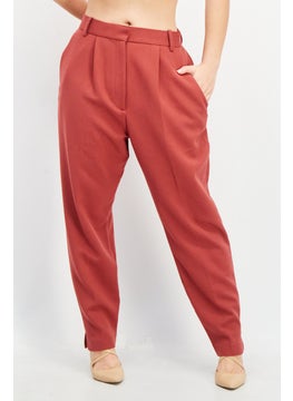 Women Regular Fit Solid Casual Pants, Burgundy