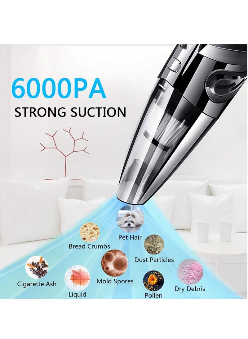 Handheld Vacuums, Wet and Dry Cleaner 120W 6000Pa Strong Suction, 2200mAh Up to 30 Mins Car Rechargeable, Portable for Home, Pet, and Office  - Image 2