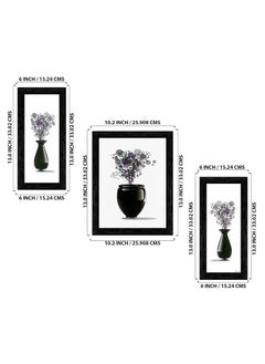 Indianara Indianara Set of 3 Abstract Flowers in Vases Framed Art Painting 0913BK without glass 6 X 13 102 X 13 6 X 13 INCH  - Image 2