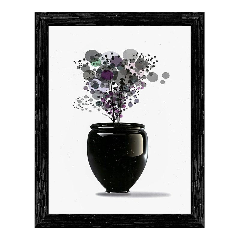 Indianara Indianara Set of 3 Abstract Flowers in Vases Framed Art Painting 0913BK without glass 6 X 13 102 X 13 6 X 13 INCH  - Image 5