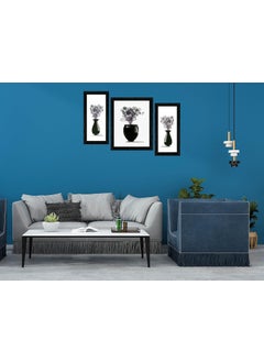 Indianara Indianara Set of 3 Abstract Flowers in Vases Framed Art Painting 0913BK without glass 6 X 13 102 X 13 6 X 13 INCH  - Image 3