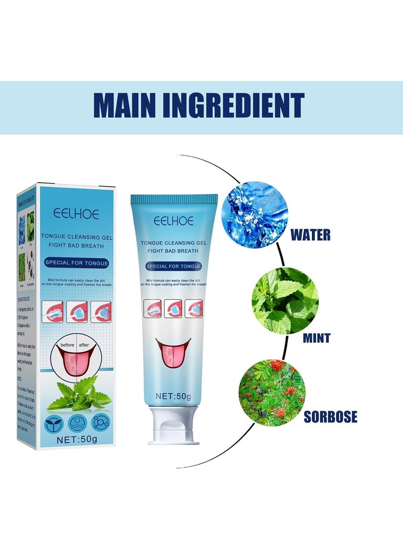 EELHOE Oral Gel for Mouth, Tongue Cleaning Gel Pack with Brush Thrush Treat-Ment Oral Care Products Remove Bad Breath Brush Tongue Scrapers Fresher Breath Tongue Brush Alternative - Image 2