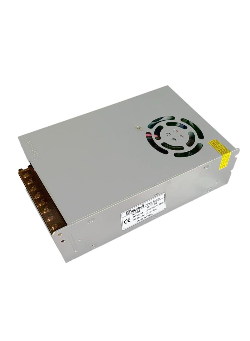 Standard PS1220 12V 20A 240W Power Supply with Full Electrical Protection and LED Indicator - Image 1