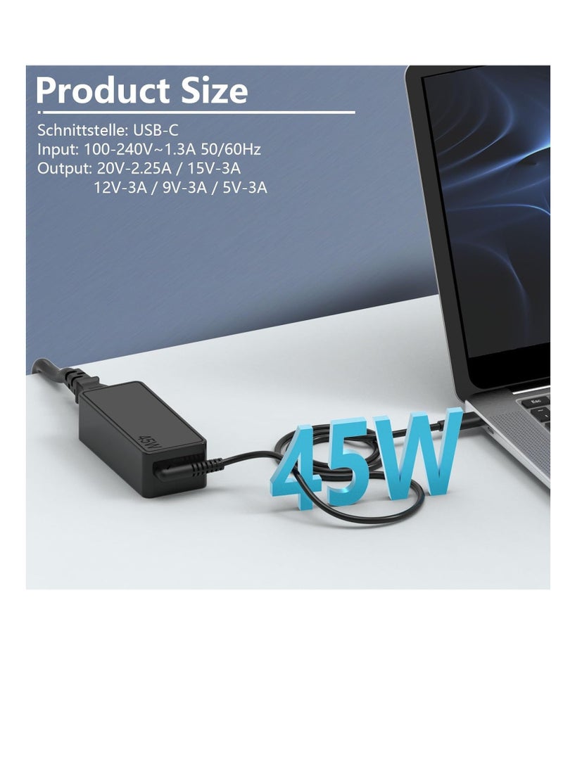 ماركة غير محددة 45 واط USB C Chromebook شحن سريع كابل إمداد الطاقة محول متوافق على نطاق واسع مع الأجهزة المتعددة مع واجهة Type-c  - Image 4