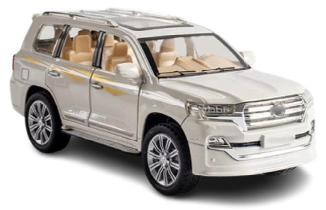 حديقة الألعاب محاكاة بمقياس 1:24 لسيارة تويوتا لاند كروزر الرياضية متعددة الاستخدامات - مركبة لعبة من سبائك معدنية مصبوبة قابلة للسحب للخلف مزودة بأضواء وصوت - لعبة للأطفال والكبار - Image 1