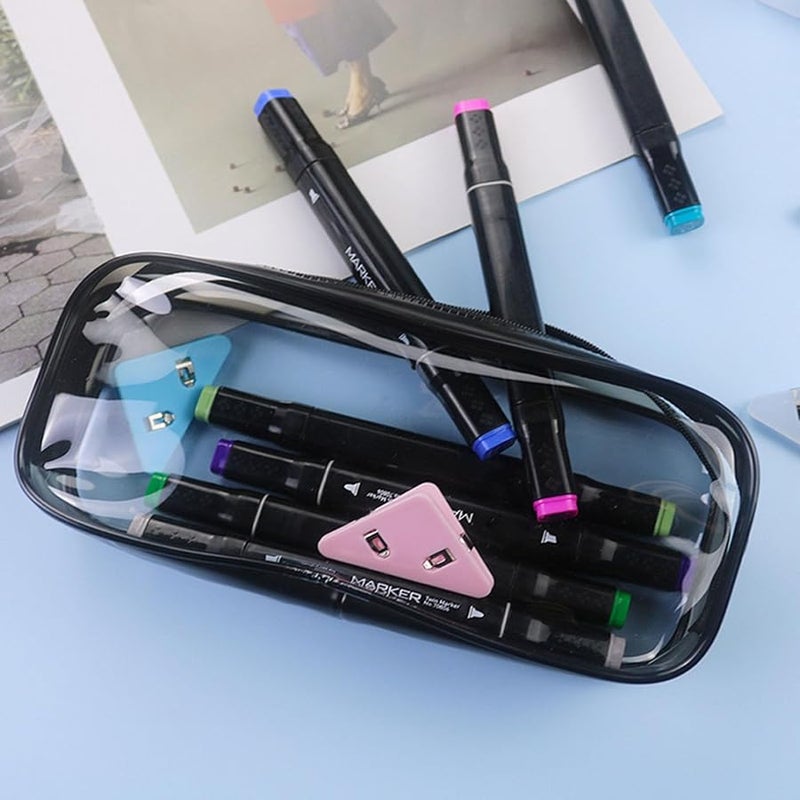 Black PVC Clear Window Pencil Case Waterproof Planner for School Office Supplies - Image 5