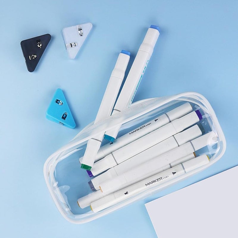 Black PVC Clear Window Pencil Case Waterproof Planner for School Office Supplies - Image 2
