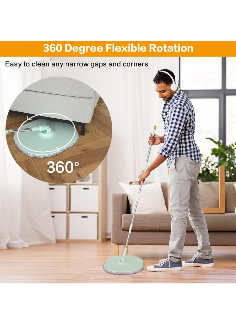 XVersion Spin Mop Bucket with 3 Sections, 360 Degree Rotating, Long Handle, Quick Drying, Wet Room Floor Mop, Microfiber Cloth Double Foam Squeegee for Bathroom, Kitchen, Window, Garage (Green)  - Image 5