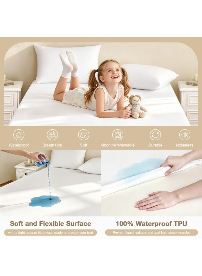 Waterproof Mattress Protector, Breathable Non-Slip Fitted Bed Cover, 200 x 200 cm - Image 3