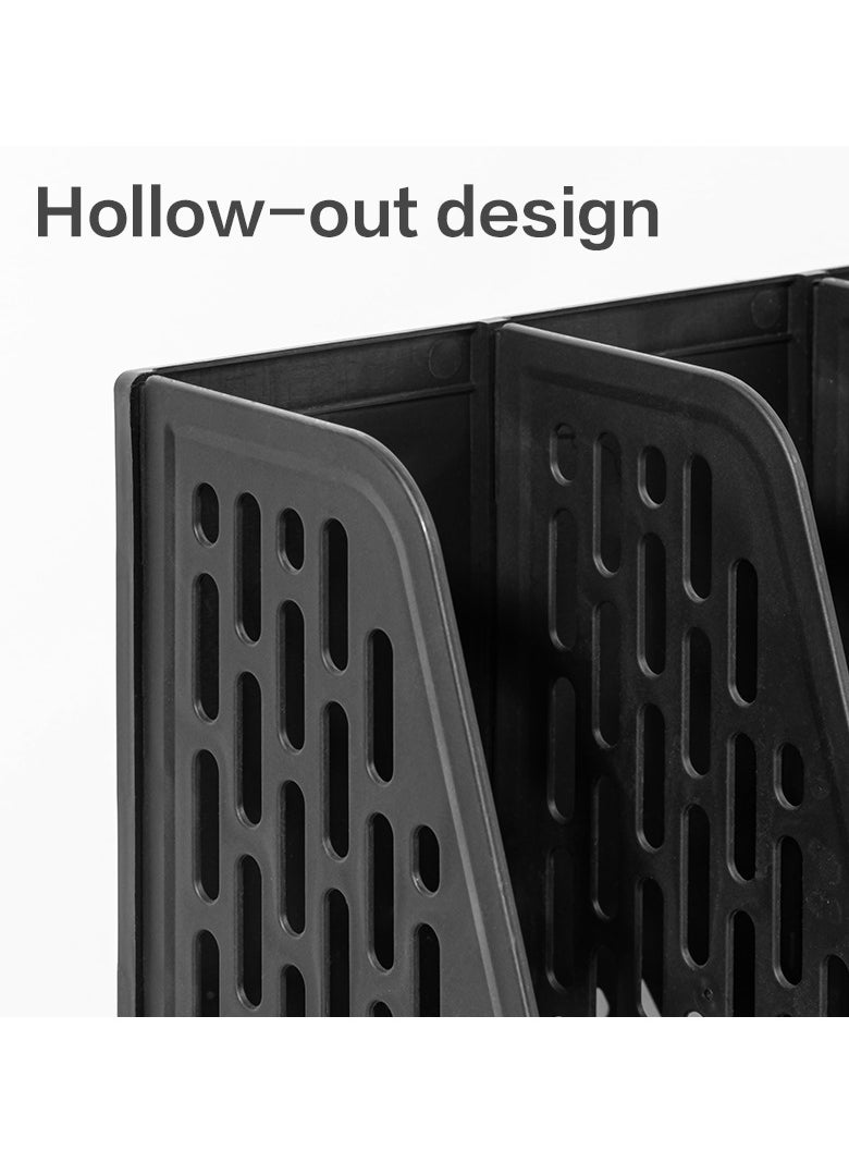 Deli Deli E9847 Magazine Holder, 3 Compartments, PP Material, Black, Integrated Pen Holder, Removable Design, Index Sticker for Organization, 1PCS/Heat-sealed Bag  - Image 4