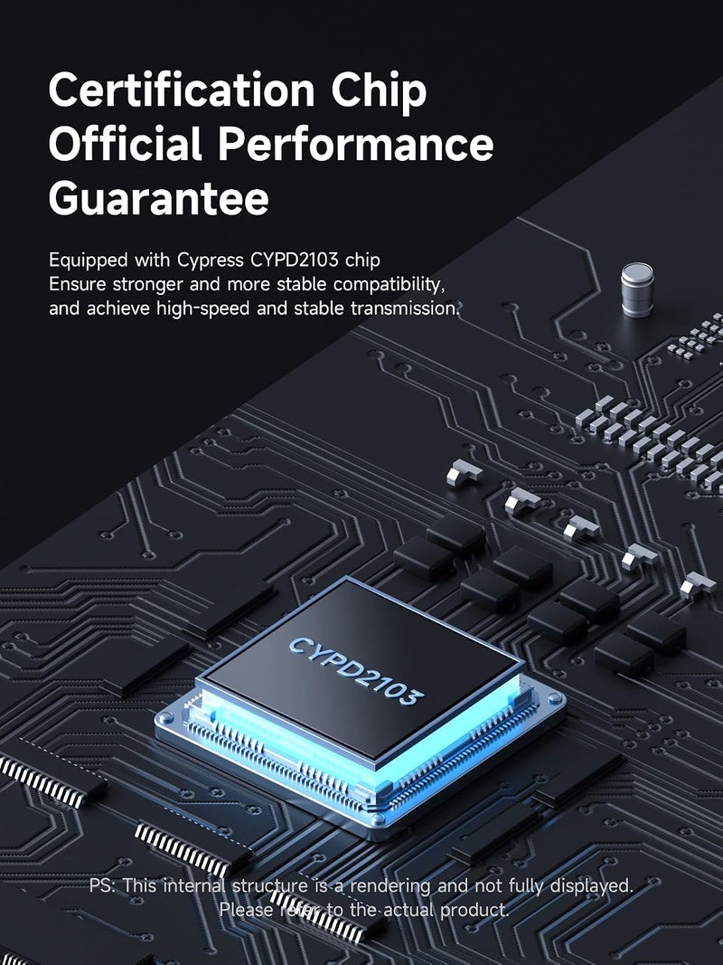 هاجيبس كابل Hagibis Thunderbolt 5 (معتمد من Intel)، نقل بيانات بسرعة 120 جيجابت/ثانية، شحن سريع بقدرة 240 واط، عرض USB-C بدقة 16K@60Hz، متوافق مع Thunderbolt 4/3، USB4، iPhone 17/16/15، MacBook، أجهزة الكمبيوتر المحمولة (تيتانيوم، 50 سم) - Image 2