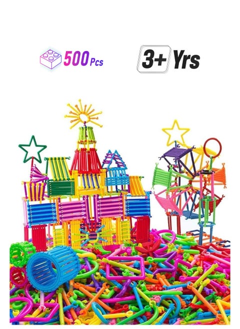 500 PCS Building Toy Building Blocks Bars Different Shape Educational Construction Engineering Set 3D Puzzle Interlocking Creative Connecting Kit Building Construction Toys A Great STEM Toy