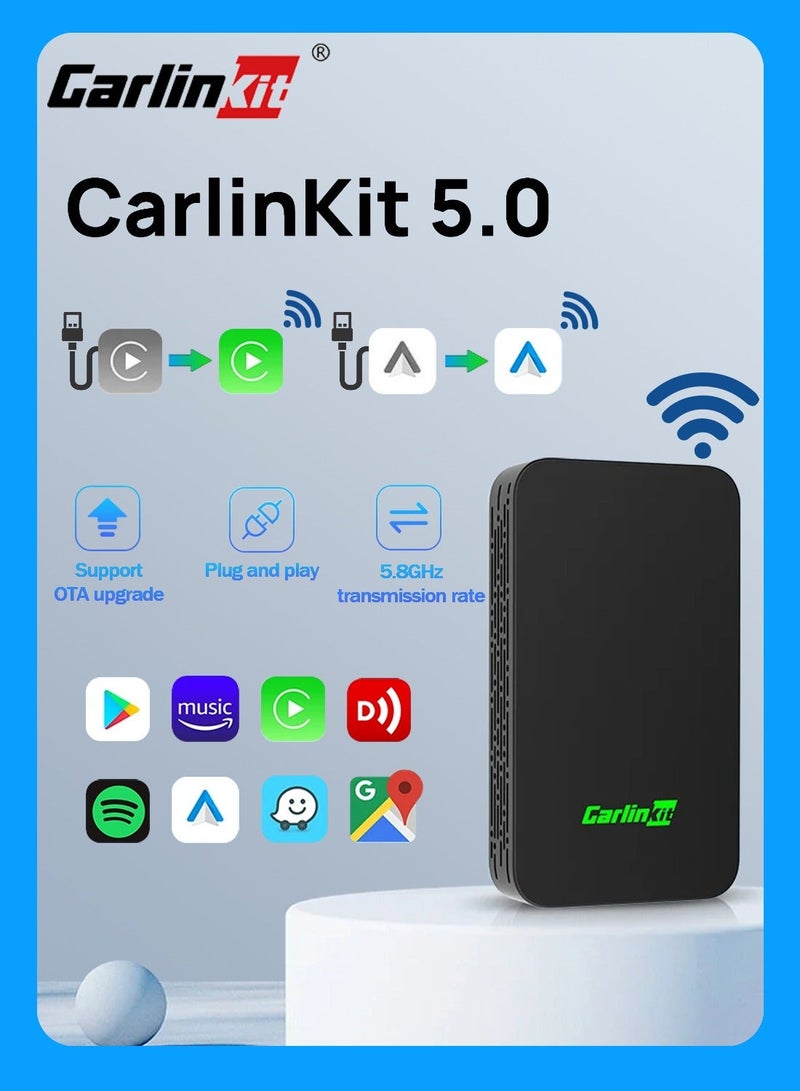 كار لينكيت CarlinKit 5.0 سلكي إلى صندوق تلقائي أندرويد لاسلكي محول CarPlay سيارة ذكية Ai Box واي فاي بلوتوث توصيل تلقائي التوصيل والتشغيل - Image 1