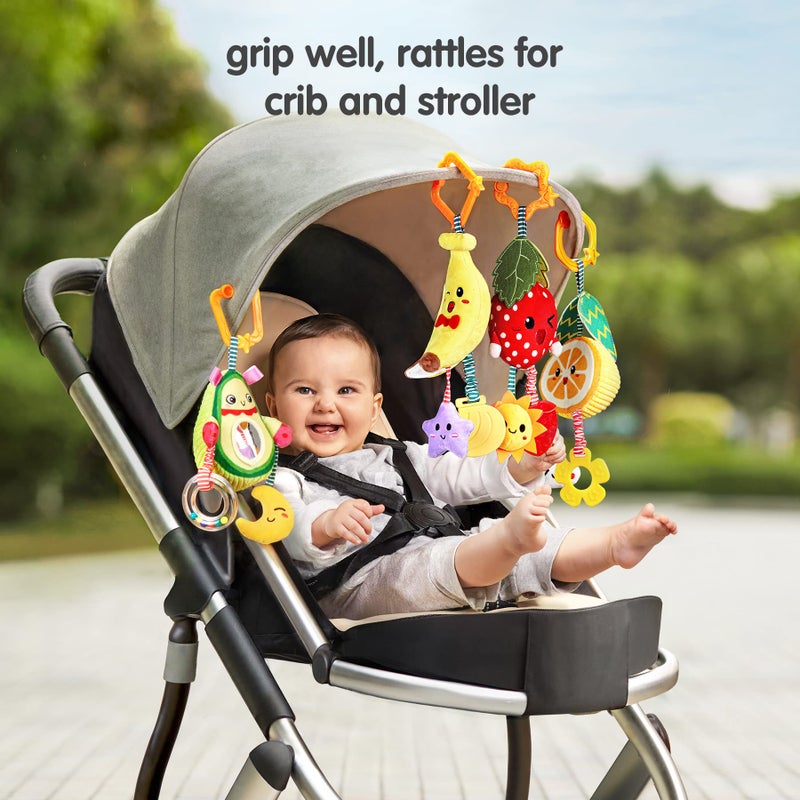 توماما Baby Toys for 3 6 9 12 Months,Hanging Fruit Rattles Avocado,Banana,Orange and Strawberry,Stroller Mobile Toys,Plush Soft Rattles for Boys,Girls  Gifts,4 Pack - Image 3
