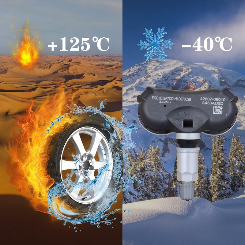 AdvanEX Tire Pressure Sensor 315 MHz Set of 4 for Toyota Sequoia, Sienna, Tundra - Replaces OE 42607-08010, 42607-0C070 - Image 4