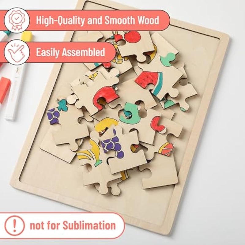 مستر.بين - احجية خشبية فارغة، 24 قطعة، 11.8 انش × 8.8 انش، احجيات خشبية فارغة للرسم عليها - Image 3