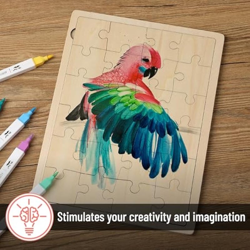 مستر.بين - احجية خشبية فارغة، 24 قطعة، 11.8 انش × 8.8 انش، احجيات خشبية فارغة للرسم عليها - Image 5