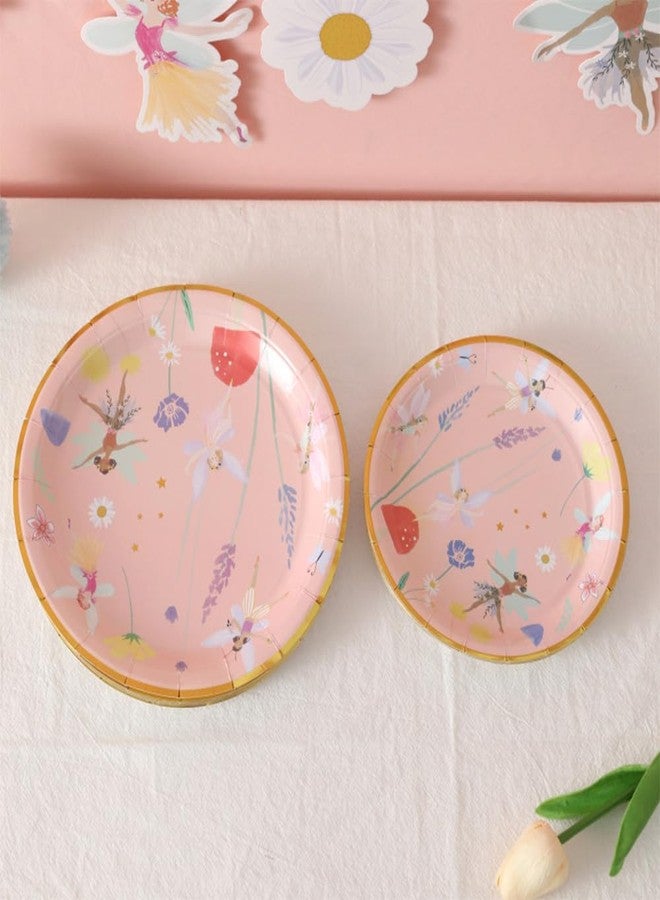 IPEWOEF 57Pcs Fairy Disposable Tableware Set Flower Fairies Mushroom Party Plates Cups Napkins Sets Fairy Cake Topper Banner Fairy Party Decorations Supplies Girls Birthday Party Decor(10 Guests) - Image 5
