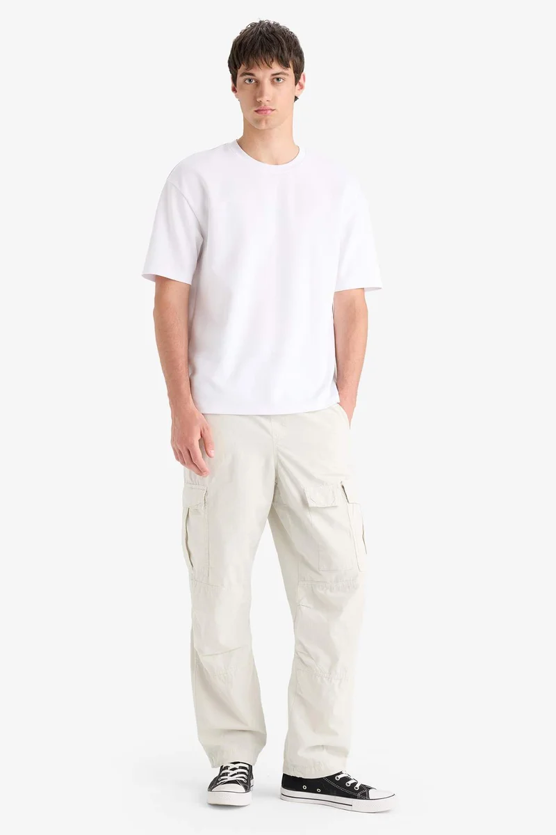 ديفاكتو Loose Relaxed Fit Wide Leg Cotton Cargo Pants