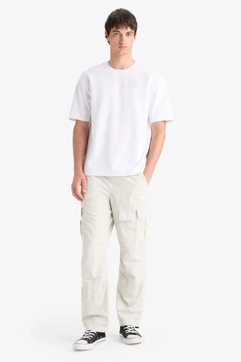 ديفاكتو Loose Relaxed Fit Wide Leg Cotton Cargo Pants