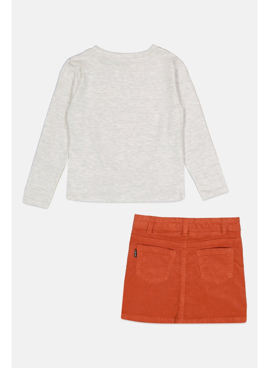 DKNY Toddlers Girl 2Pcs Printed Top And Bottom, Heather Grey  - Image 2