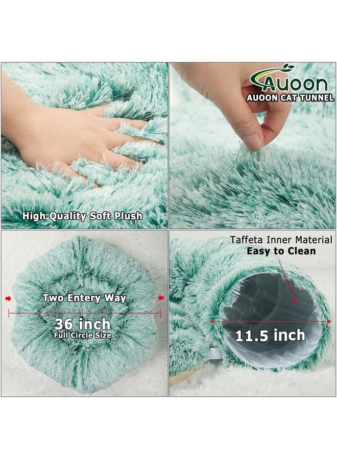 أون سرير نفق للقطط من AUOON مع حصيرة مركزية، ألعاب ملعب أنبوبية كبيرة، مادة قطيفة ناعمة، شكل قمر كامل للقطط الصغيرة والقطط والجرو والأرانب والنمس (رمادي) - Image 5