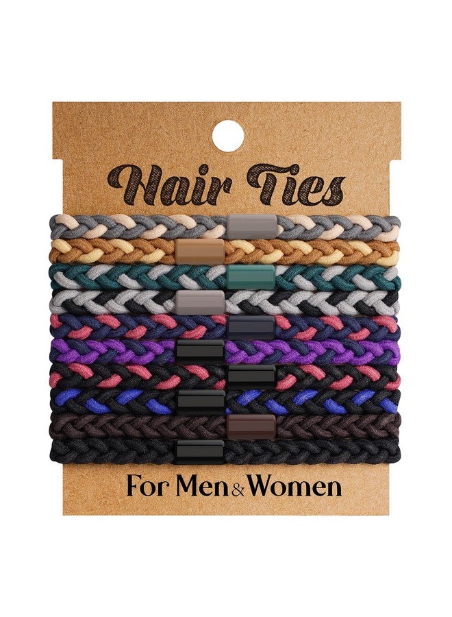 EasYoung 10Pcs Braided Mens Hair Ties For Guys For Buns Curly Thick Dense Hair Elastic Hair Ties For Men & Women No Crease Hair Coils Hair Ties Men With Long Hair - Image 1