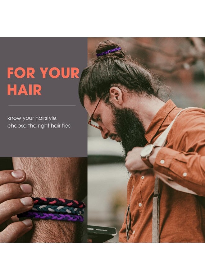EasYoung 10Pcs Braided Mens Hair Ties For Guys For Buns Curly Thick Dense Hair Elastic Hair Ties For Men & Women No Crease Hair Coils Hair Ties Men With Long Hair - Image 5