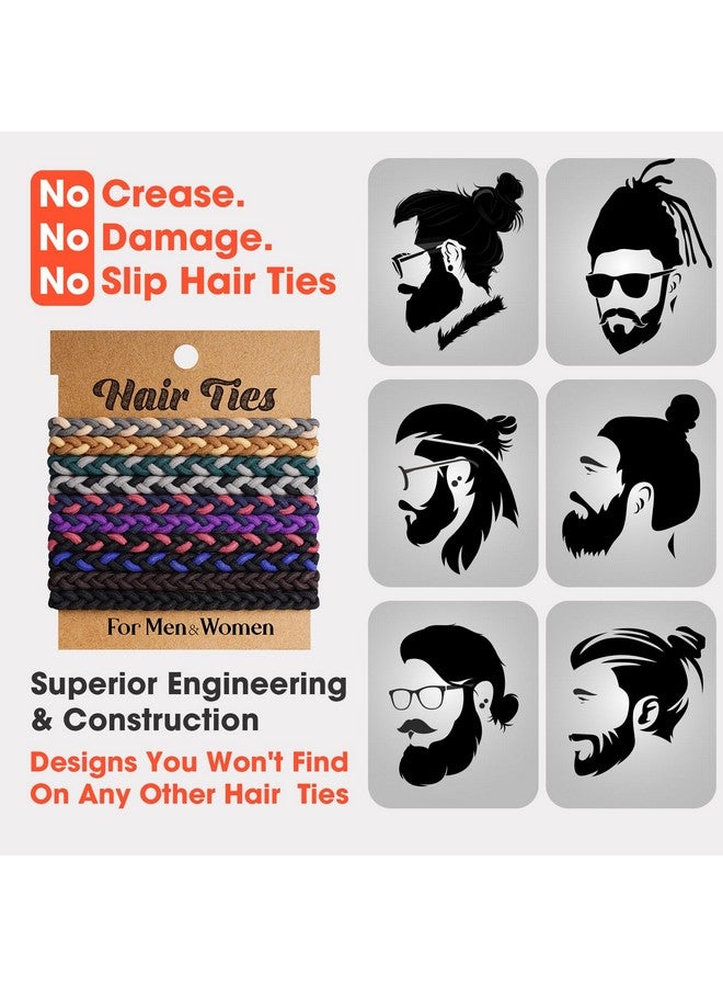 EasYoung 10Pcs Braided Mens Hair Ties For Guys For Buns Curly Thick Dense Hair Elastic Hair Ties For Men & Women No Crease Hair Coils Hair Ties Men With Long Hair - Image 2